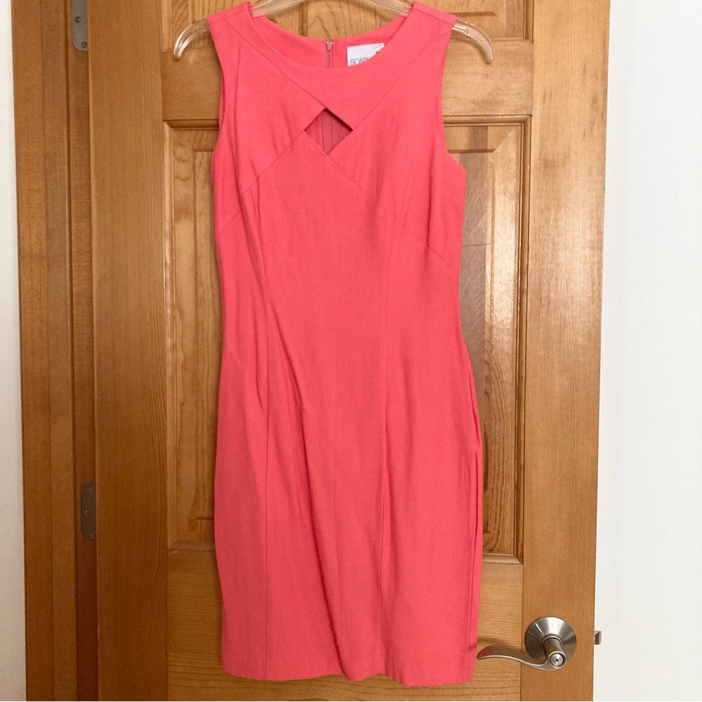 Scarlett Coral Sleeveless Dress with Diamond Cut Out 
Size: 6 (fits like a 4)